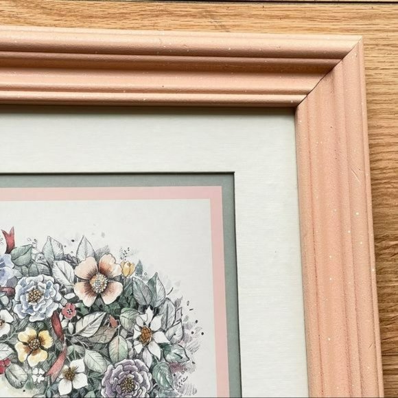 Shabby Chic Heart Wreath Of Colorful Flowers Framed Print Art - Picture 11 of 15